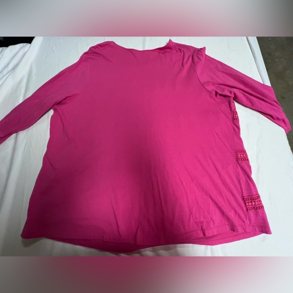 CROFT & BARROW MAGENTA PINK EMBELLISHED BLOUSE SIZE 3X-3/4 SLEEVE 
COTTON/ MODAL - Picture 2 of 7